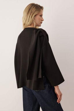 Vucut Secmeyen Siyah Super Oversize/Genis Kal?p Sal Detayl? Triko Panco TWOAW26KZ00160 - Trendyolmilla фото 6