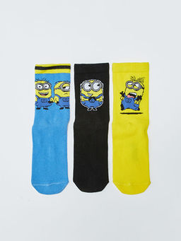 Minions Desenli Erkek ?ocuk Soket ?orap 3l?