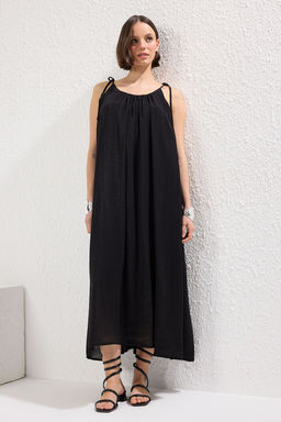 TRENDYOLMILLA Yag Yesili Genis Kesim Maxi Dokuma Elbise TWOSS25EL00051