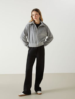 Dik Yaka Oversize Kad?n Kadife H?rka