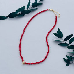 Бусы из красного Коралла со вставкой "Сердце" 43 см +