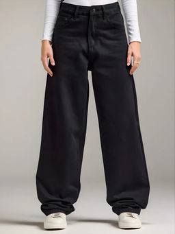 Джинсы багги на флисе