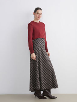 Beli Fermuarl? Baklava Desenli A Kesim Etek