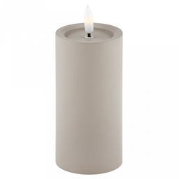 Свеча интерьерная, светодиодная на батарейках д6см h12,5(15)см, свет теплый, с мерцанием, матовый пластик, цвет бежевый, питание от 2-х батареек ААА (в комплект не входят) (Китай)