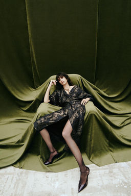 FOIL DRAPED MIDI DRESS - Zara фото 2