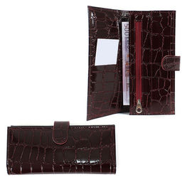 Портмоне женское Croco-ПР-950 с хлястиком натуральная кожа 2 отд, 13 карм, бордо скат (67) 202854