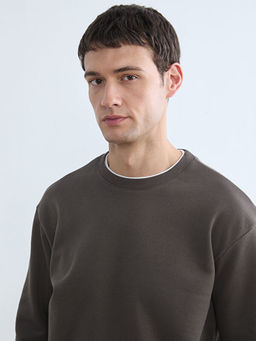 Bisiklet Yaka Erkek Kal?n Sweatshirt