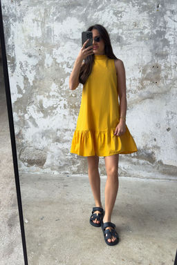 TRENDYOLMILLA Mavi Rahat Kesim Kolsuz Mini Dokuma Elbise TWOSS22EL00139  фото 15