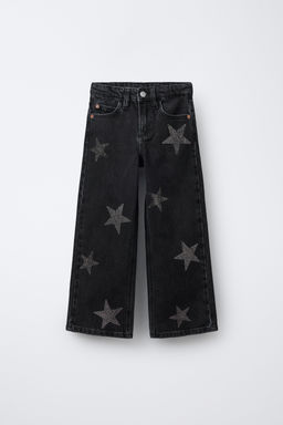 WIDE-LEG JEANS WITH SPARKLY STARS