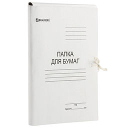 Цена за 2 шт.Папка для бумаг с завязками, картонная 440 г\м2 "Brauberg" белая, немелов. (110926) до 200л.