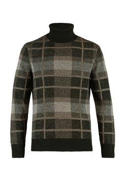 Trendyolmilla Man Haki Regular Fit Yunlu Bal?kc? Yaka Ekose Triko Kazak TMNAW22KZ0307  фото 7