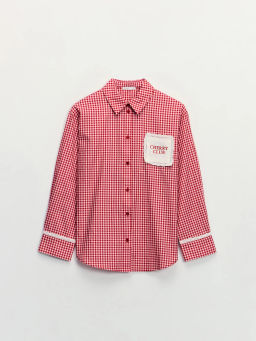 Рубашка из хлопка в клетку / Zarina фото 8