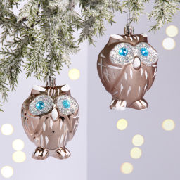Цена за 2шт. Елочные игрушки "Brilliant Owl" 8 см (набор 2 шт), Шампань