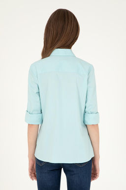 Женская мятная базовая рубашка с длинным рукавом Неожиданная скидка в корзине - U.s. polo assn фото 5