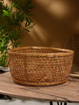 Корзина плетёная «Клоус», 40×40×16 см, бамбук, светлая