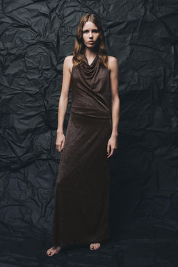 METALLIC THREAD OPEN BACK MAXI DRESS - Zara фото 10