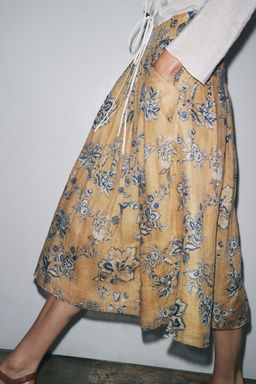 ZW COLLECTION RAMIE FLORAL PRINT SKIRT - Zara фото 8