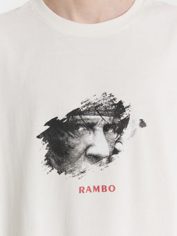 Футболка мужская кремовая с принтом и надписью "Rambo" св.молочный +печать1 111937