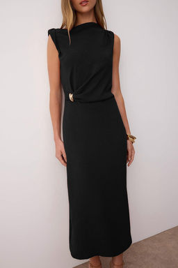 Koyu Visne Aksesuar Detayl? Midi Dokuma Elbise TWOSS25EL00862 - Trendyolmilla фото 14