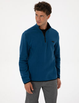 A__k Lacivert Regular Fit Yar_m Fermuarl_ Polar Sweatshirt