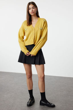 TRENDYOLMILLA Yesil Yumusak Dokulu Nak?s Detayl? V Yaka Triko H?rka TWOAW24HI00237 фото 2