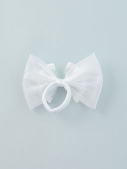 Цена за 6 шт. Бант для волос на резинке «Школьница», кружево, 9×6 см, белый