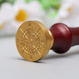 Печать для сургуча с деревянной ручкой «Компас», 9×2.5×2.5 см