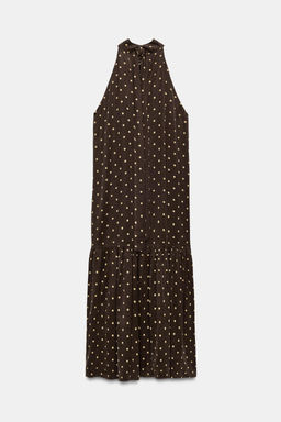 VESTIDO HALTER LUNARES ZW COLLECTION / Marr?n / Crudo - Zara фото 6