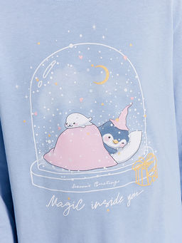 Пижама для девочек голубая с принтом пингвины - Mark formelle фото 7