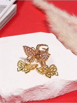 Цена за 6 шт. Крабик для волос «Милада», резные бабочки, 2.5 см, золото