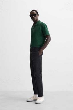 TEXTURED WEAVE POLO SHIRT WITH ZIP - Zara фото 14