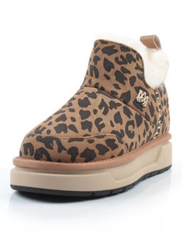 04-PAJW01-5Z BROWN/LEOPARD Ботинки зимние женские (натуральная замша, 100% шерсть, натуральный мех)