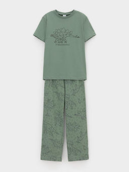 К 1599/весенний зеленый,динозавры пижама дет