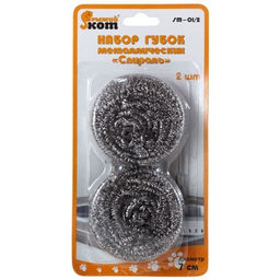 Набор губок металлических SM-01/2 спираль, вес 30 гр блистер 2шт. арт.001739 /Mallony/  фото 2
