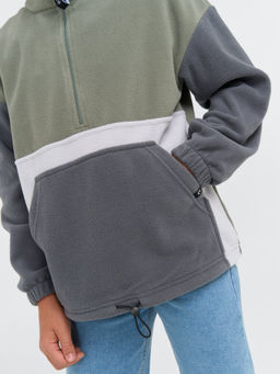 Олимпийка флисовая Колор блок Графит/Олива 7+ - Bungly фото 2