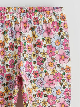 Beli Lastikli ?i?ekli K?z ?ocuk Tayt