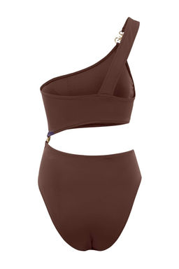 Kahverengi Tek Omuz Gunes Aksesuarl? Premium Cut Out Detayl? Regular Mayokini TBESS25MA00046