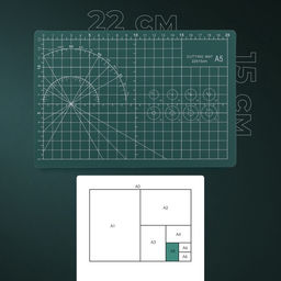 Мат для резки, трёхслойный, односторонний, 22×15 см, А5, зелёный