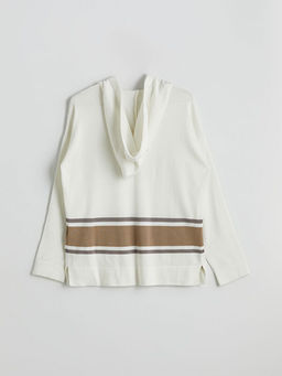 Kap??onlu Renk Bloklu Oversize Kad?n Triko Kazak