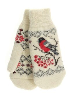 Варежки женские "Снегирь с узором" КРУГ 3427-1