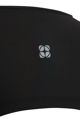 Trendyolmilla Siyah Dalg?c/Scuba Kumas Reflektor Bask?l? Super Crop Orme Spor Ust/Bluz THMSS25BZ00007