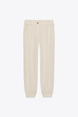 LINEN BLEND JOGGER TROUSERS - Zara фото 5