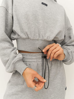 =Кроп-худи с капюшоном и широким поясом со шнуром на стоппере - NEVERLATE фото 6