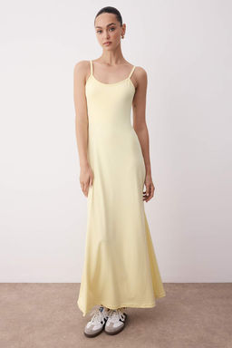 Sar? Ask?l? Havuz Yaka Bodycone/Vucuda Oturan Duz Maxi Orme Elbise TWOSS25EL00901 - Trendyolmilla фото 2