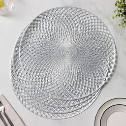 Набор салфеток сервировочных на стол Доляна Вира, 4 шт, d=38 см, цвет серебряный  фото 7