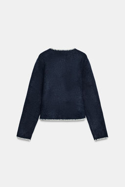 CONTRAST EMBROIDERED CARDIGAN - Zara фото 7