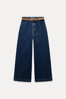Z1975 WIDE-LEG CROPPED HIGH-WAIST BELTED JEANS - Zara фото 8
