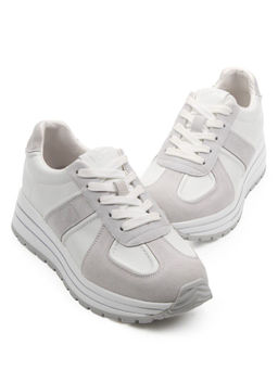 03-A1020-9 WHITE/GRAY Кроссовки женские (натуральная кожа, натуральная замша)