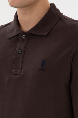 Erkek Koyu Kahverengi Basic Sweatshirt