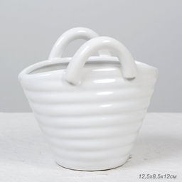 Кашпо Сумочка 12,5x8,5x12 см / FLM-154 /уп 48/белое